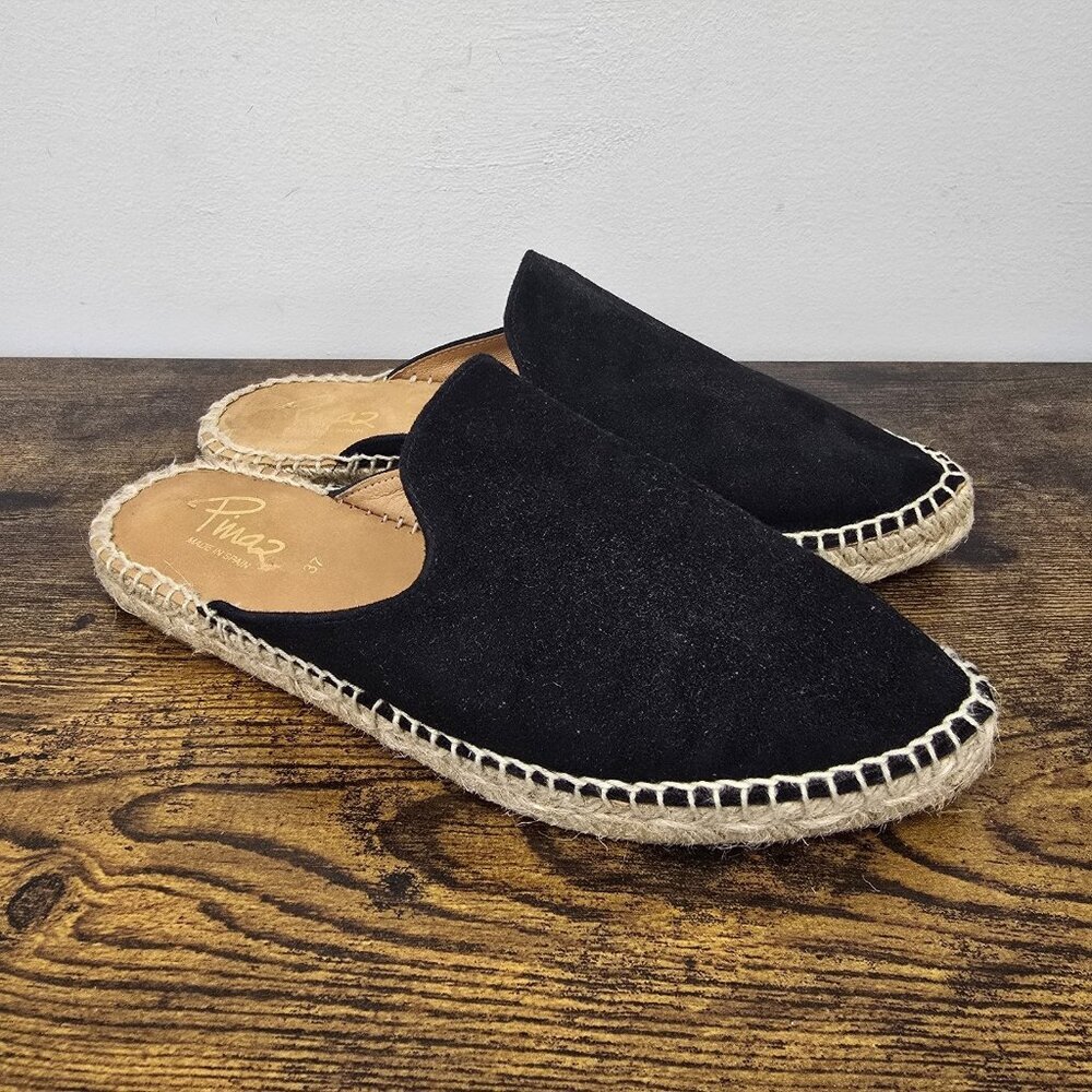 Pinaz Anthropologie Suede Mule Shoes Size 37 US 6 Espadrille Boho Coastal Spain